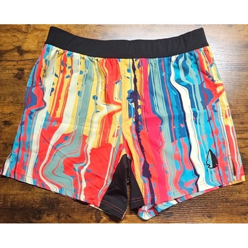 TACHUNTFISH THF Men's Athletic Colorful Print‎ Drawstring Shorts Size Large